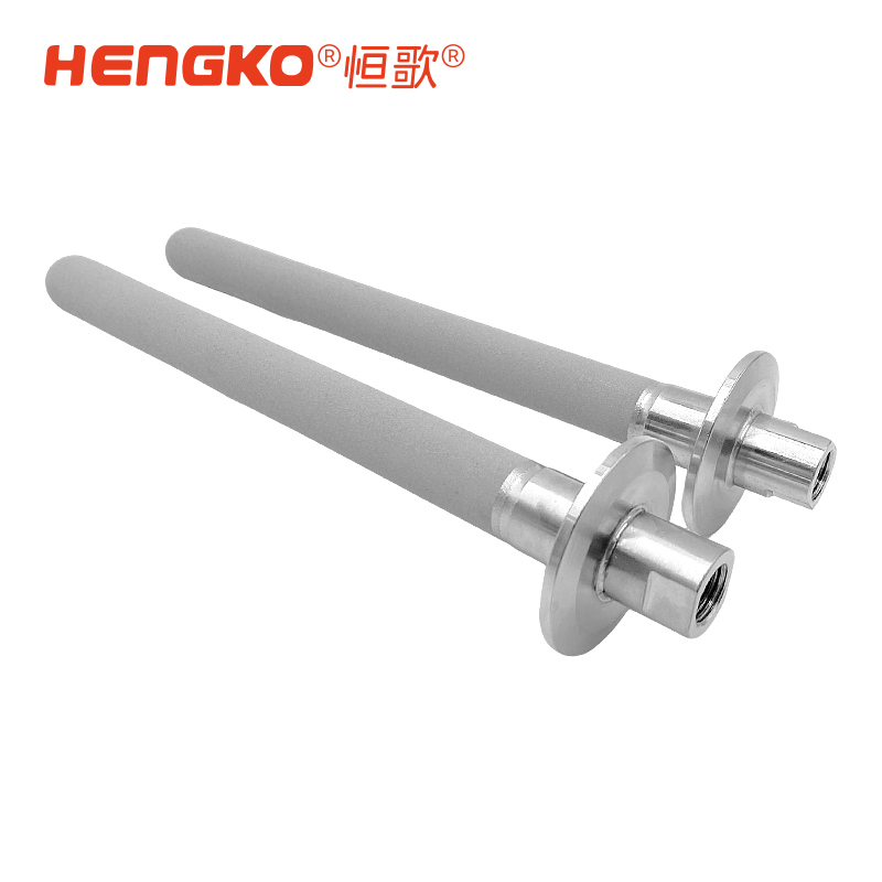 316L不銹鋼粉末燒結(jié)曝氣石_1/4NPT內(nèi)螺紋連接3微米過濾器